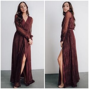 NWT Baltic Born Abigail Sparkle Gown Maxi Dress Long Sleeves Slit Sz XXXL